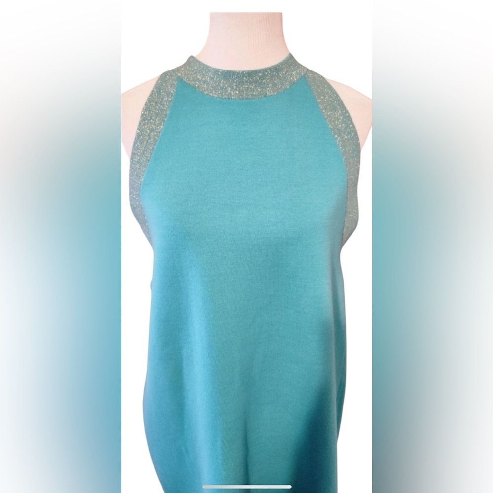 Trina Turk Falcon Halter Dress Turquoise midi dress size medium